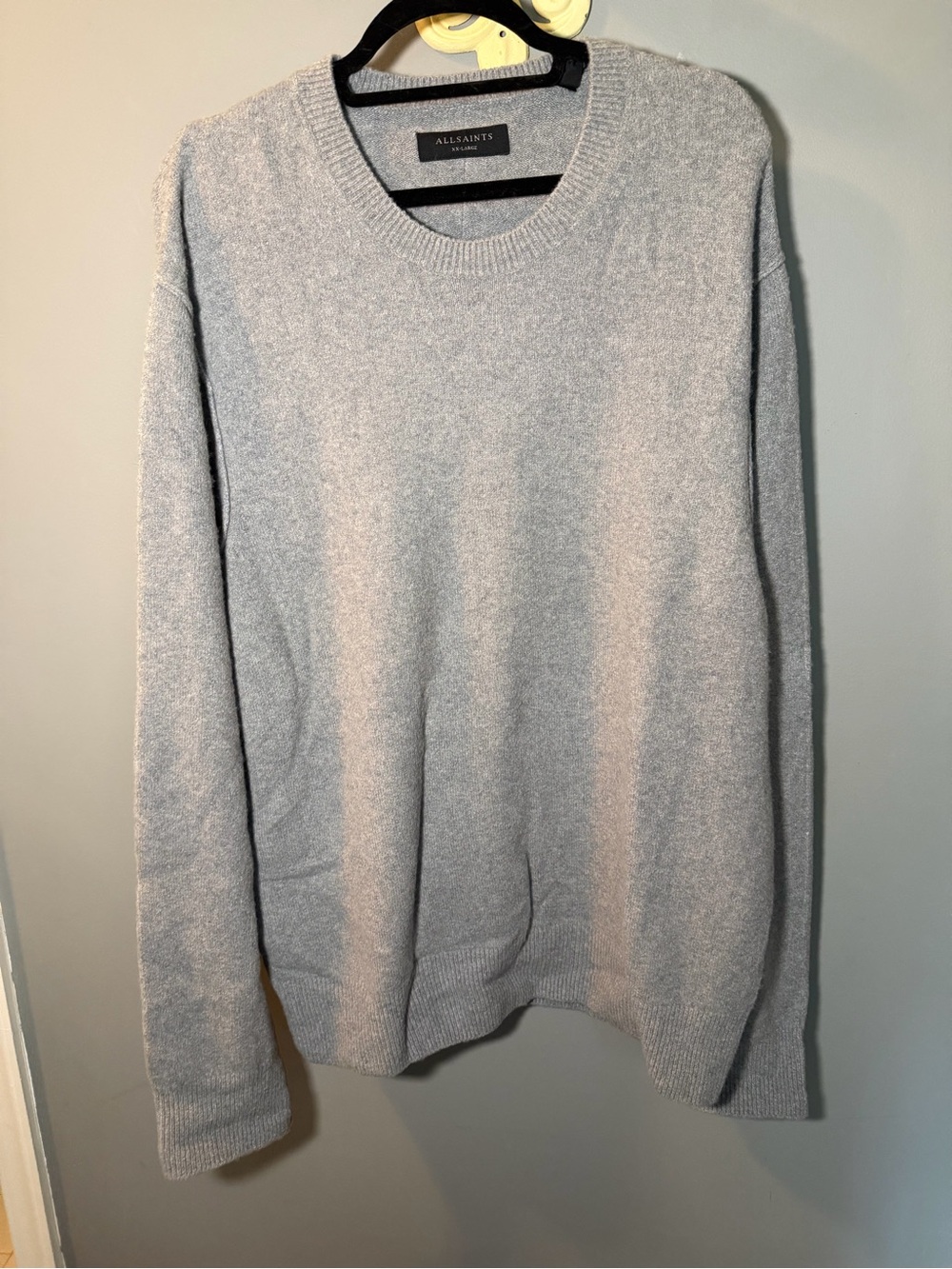 All Saints Light Gray Men's Crewneck Sweater